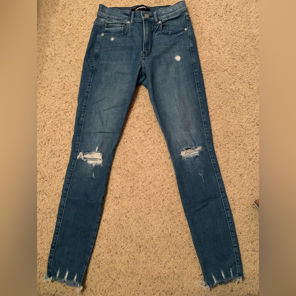 Express high rise ankle leggings. Very stretchy denim at a size 4R